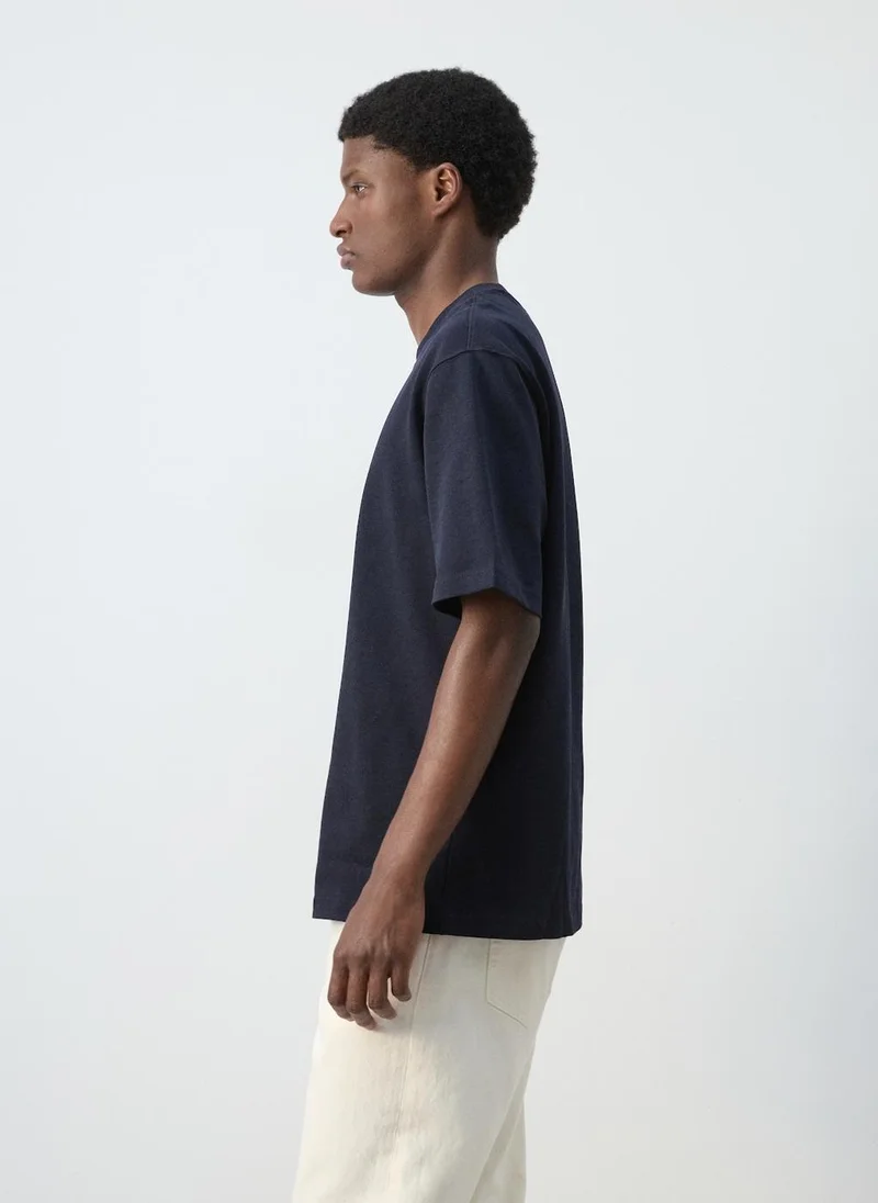 Mango Man 56-NAVY Relaxed Fit T-Shirt 260Gsm for Men | Best Price UAE