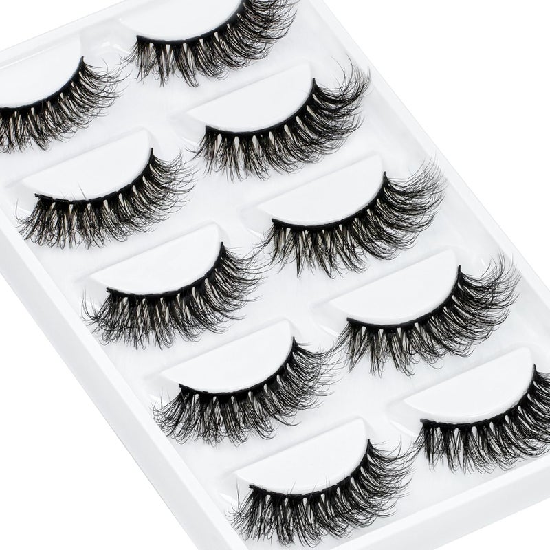 Veleasha Cat Eye Lashes Fluffy 5D Faux Mink Lashes 100 Handmade Luxurious False Eyelashes Volume Fake Lashes 5 Pairs Pack 804