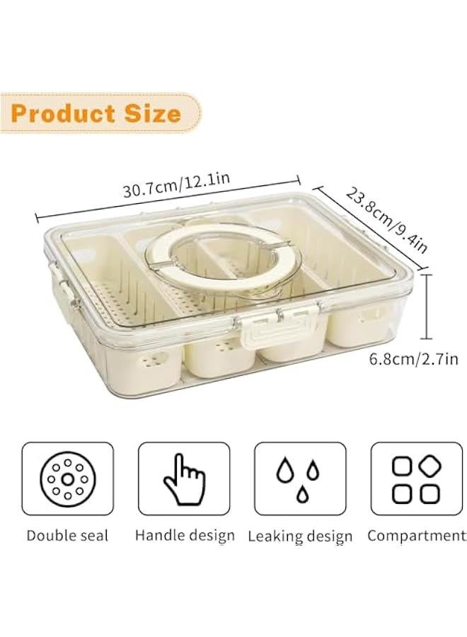 HOOKOR Refrigerator Organizer Box, Food Storage Container Fruit Storage Container for Fridge with 4 Drain Basket in One Container, Vegetable Strainers Container with Lid with Handle (4 compartments) - Image 2
