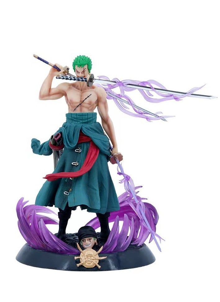 General One Piece Anime Figure GK Dream Zoro Three Swords Double Head Scene Statue Boxed Figure Give Children, Friends, Family Gifts  - Image 1