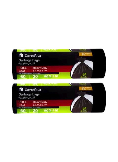 60 Gallon Heavy Duty Garbage Bags Roll Extra Large Black 20 Garbage Bags Pack of 2