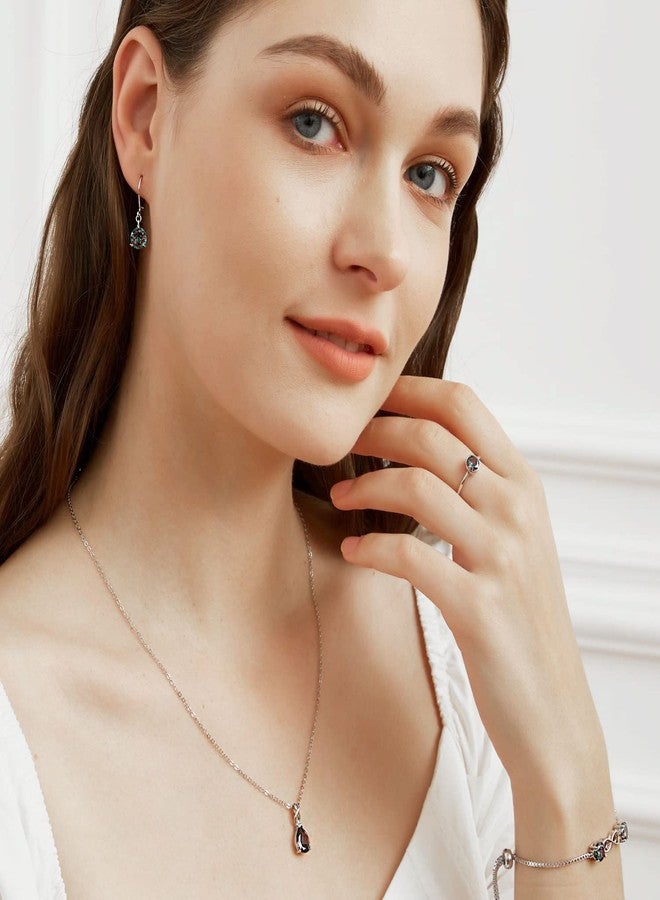 VOLUKA 8mm Round Rainbow CZ Leverback Earrings for Women | 18K White Gold Plated Dangle Earrings | Hypoallergenic Jewelry Gifts for Her - Image 3