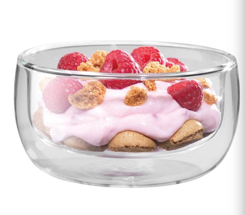 EZ Life Borosilicate Glass Groovy Soup Bowls, Insulated Double Wall Glass Transparent - Round Dessert Serving Bowl - 300 ml, Pack of 2 - Image 2