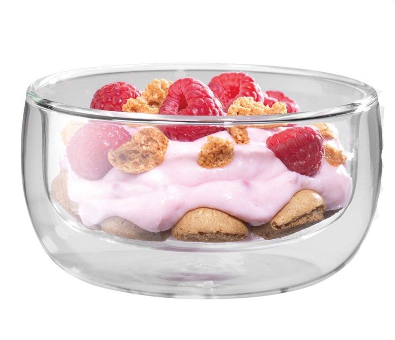 EZ Life Borosilicate Glass Groovy Soup Bowls, Insulated Double Wall Glass Transparent - Round Dessert Serving Bowl - 300 ml, Pack of 2 - Image 4