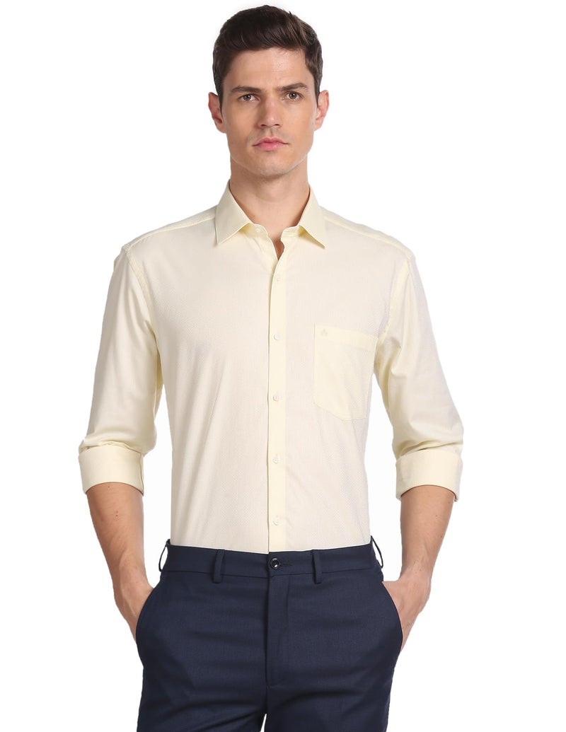 Arrow Manhattan Slim Fit Dobby Shirt Yellow - Image 1
