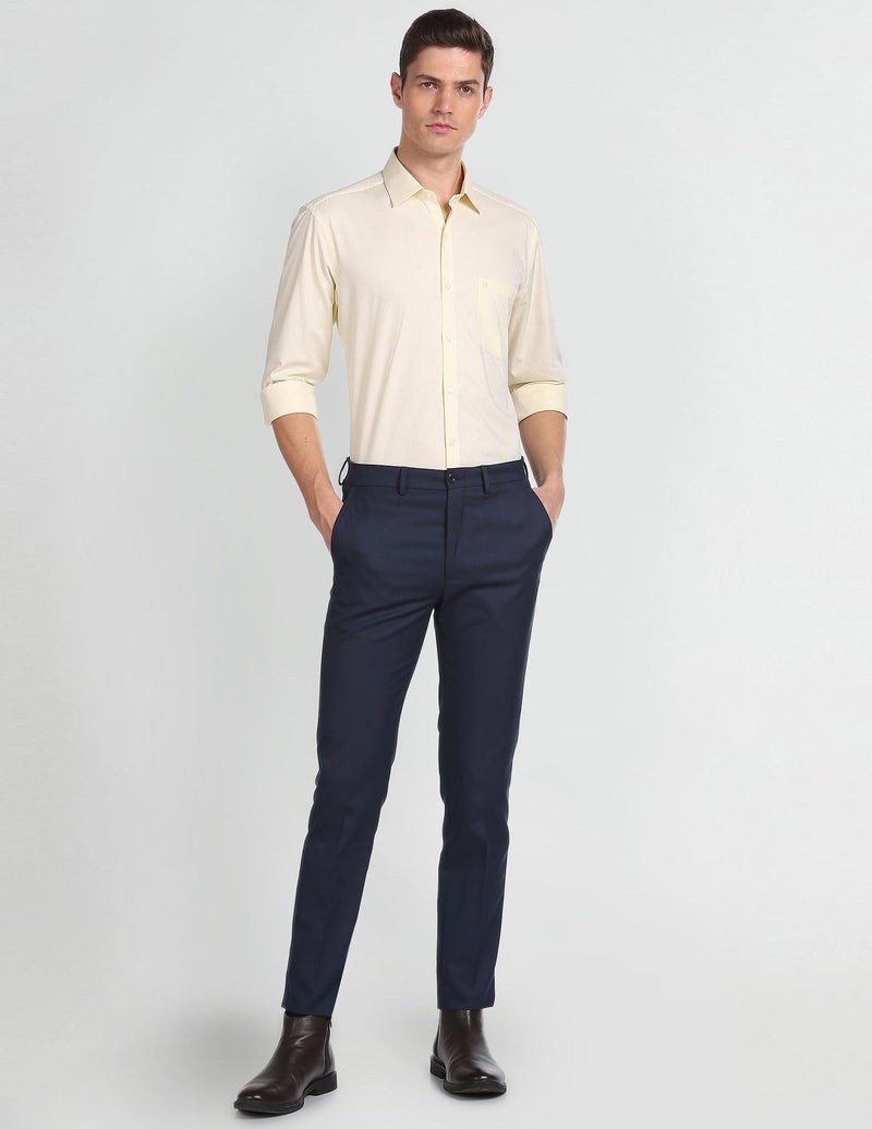 Arrow Manhattan Slim Fit Dobby Shirt Yellow - Image 4