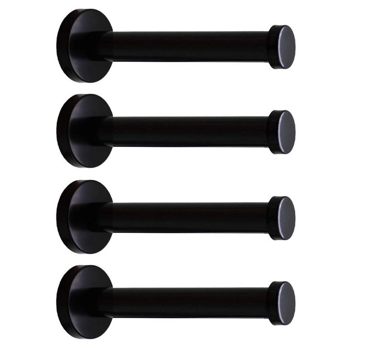 NELXULAS Classic Black Stainless Steel Heavy Duty Wall Mount Hooks Bath Towel Hooks Coat Hanger Handbag Hooks 4 in Pack 6