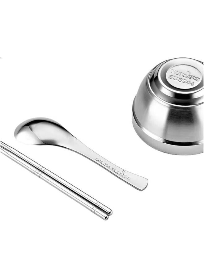 Yutai 304 Stainless Steel Cutlery Set With Soup Bowl, Rice Bowl, Soup Spoon, Rice Spoon, Hollow Chopsticks, Household Tableware - Image 3