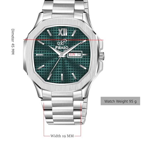 PIRASO PS3027 Square CASE Watch for Men (Turquoise) - Image 3