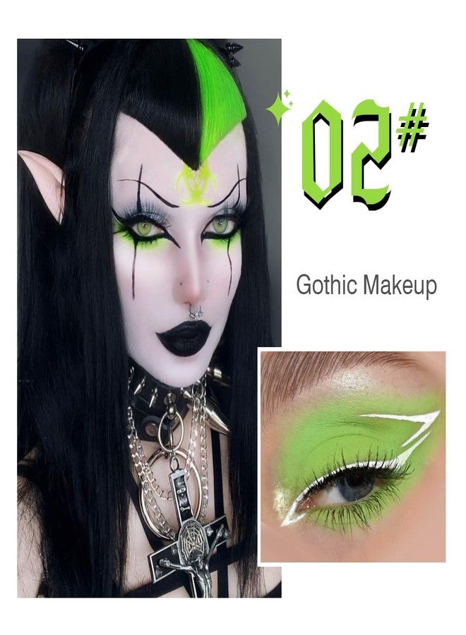 La Catrina Green Brown Eyeshadow Palette, Highly Pigmented Bright Lime Green Black White Grey Goth Makeup Palette, Blendable Matte Shimmer Smoky Grunge Eyeshadow Pallet for Halloween Zombie Witch Monster, Vegan - Image 2