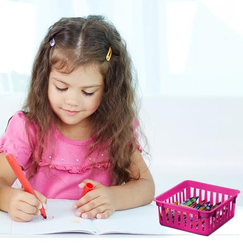 Hyuetrsa 24 Pack Classroom Storage Baskets, Small Colorful Plastic Storage Trays, Pencil Holders for Organizing, Crayon Pencil Containers Organizer Bins for Desk Drawer Home Office, 2.4x5.3x5.3 inch - Image 5