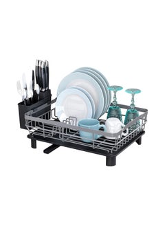 DMG TECH Dish Drying Rack, Stainless Steel Multifunctional Dish Drying Rack Used Over Sink, in Sink & on Countertop, with Drainage, Rustproof Kitchen Dish Drying Rack with Removable Cutlery Holder  - Image 1