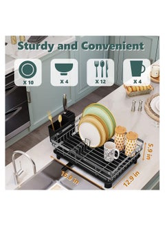 DMG TECH Dish Drying Rack, Stainless Steel Multifunctional Dish Drying Rack Used Over Sink, in Sink & on Countertop, with Drainage, Rustproof Kitchen Dish Drying Rack with Removable Cutlery Holder  - Image 3