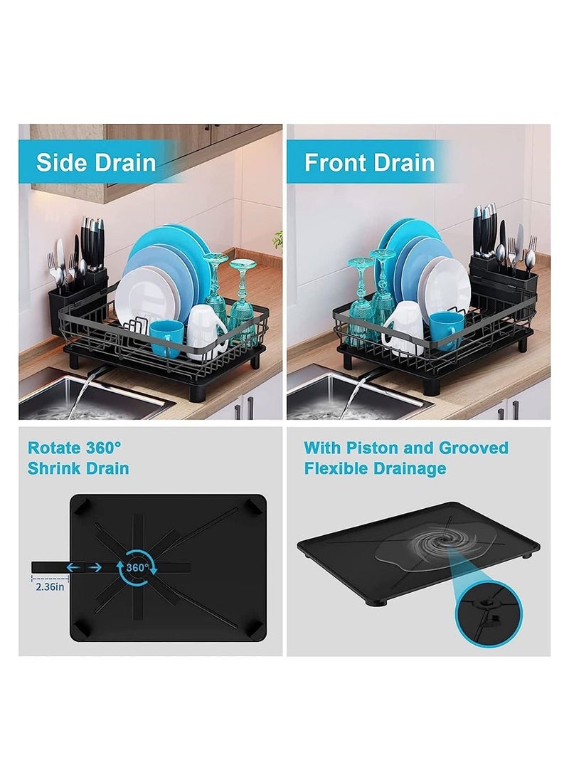 DMG TECH - Dish Drying Rack, Stainless Steel Multifunctional Dish Drying Rack Used Over Sink, in Sink & on Countertop, with Drainage, Rustproof Kitchen Dish Drying Rack with Removable Cutlery Holder - Image 1