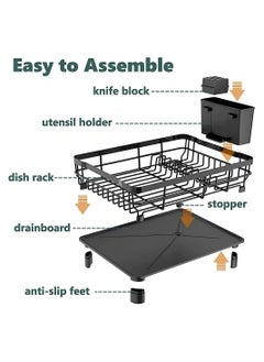 DMG TECH Dish Drying Rack, Stainless Steel Multifunctional Dish Drying Rack Used Over Sink, in Sink & on Countertop, with Drainage, Rustproof Kitchen Dish Drying Rack with Removable Cutlery Holder  - Image 2