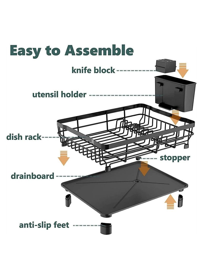 DMG TECH - Dish Drying Rack, Stainless Steel Multifunctional Dish Drying Rack Used Over Sink, in Sink & on Countertop, with Drainage, Rustproof Kitchen Dish Drying Rack with Removable Cutlery Holder - Image 1
