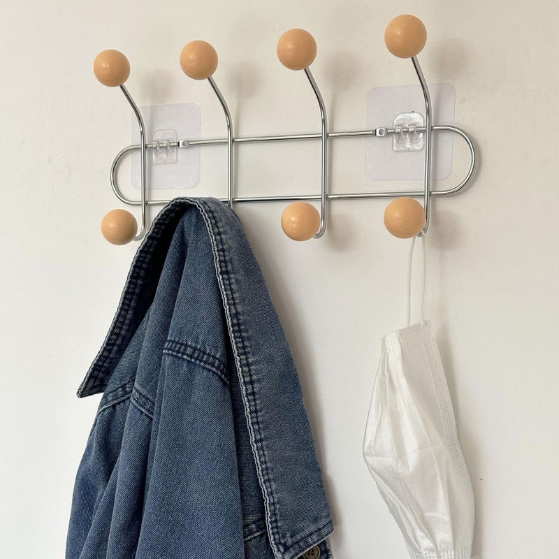 Invisible Wall Hooks Iron Art Organizer Coat Hangers Apricot 4 Hook Apricot 4 Hook