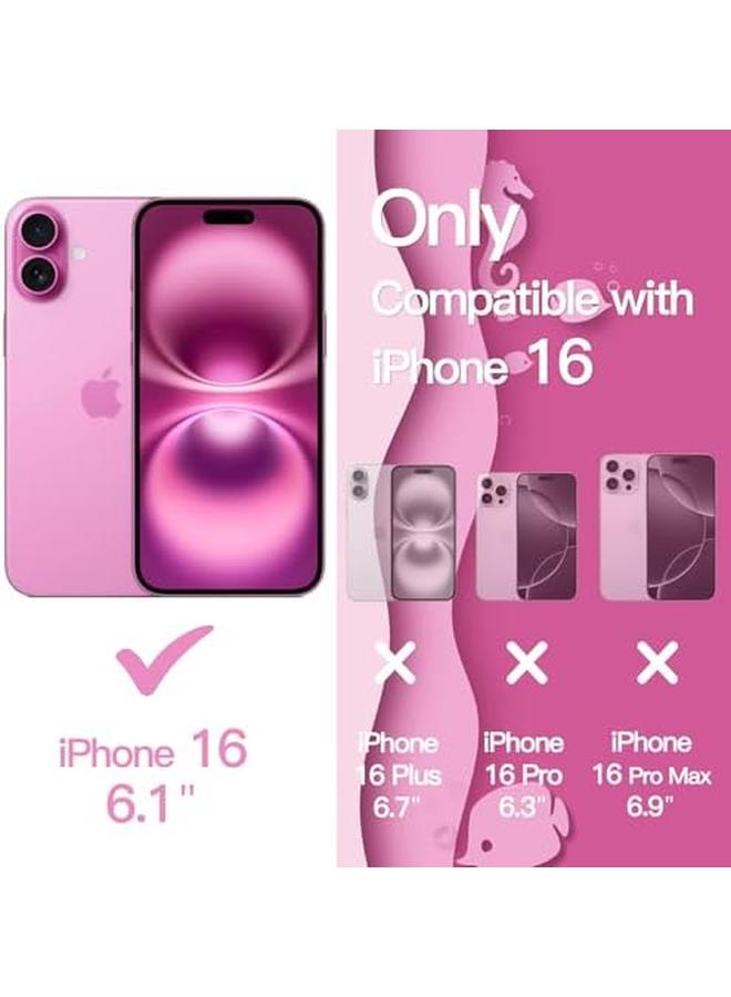 Jetech Wavy Case For Iphone 16 6.1 Inch Cute Wave Frame Curly Shape Shockproof Phone Cover For Women And Girls Clear Hard Pc Back Light Pink - Image 2