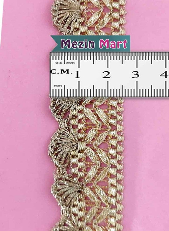 Mezin Gota Patti Zigzag Pankh Lace Trimmings Ribbon Festival Bridal Dupatta Lehenga, Saree, Anarkali, Indian Sari Border (Pearl Mate), Brown - Image 4