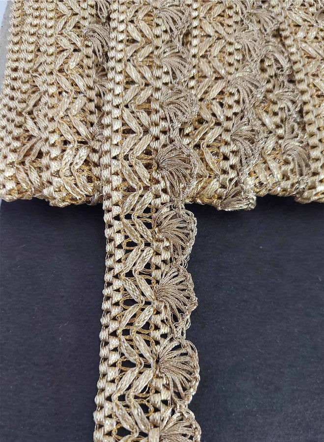 Mezin Gota Patti Zigzag Pankh Lace Trimmings Ribbon Festival Bridal Dupatta Lehenga, Saree, Anarkali, Indian Sari Border (Pearl Mate), Brown - Image 1
