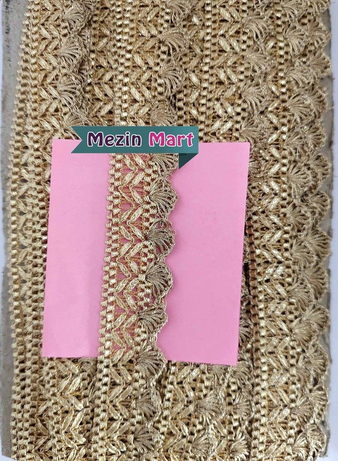 Mezin Gota Patti Zigzag Pankh Lace Trimmings Ribbon Festival Bridal Dupatta Lehenga, Saree, Anarkali, Indian Sari Border (Pearl Mate), Brown - Image 2