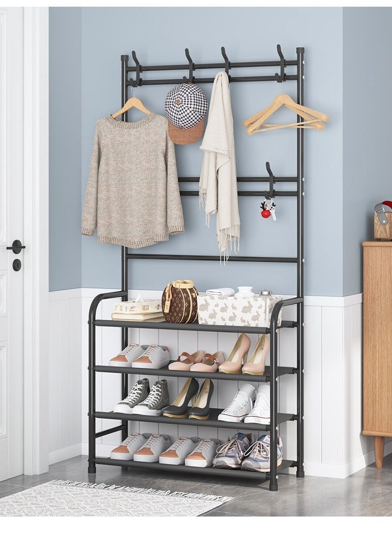 COYICMSS Metal Multi-Layer Shoe and Hat Rack Household Multifunctional Shoes Racks，153*80*26 cm (Black) - Image 1
