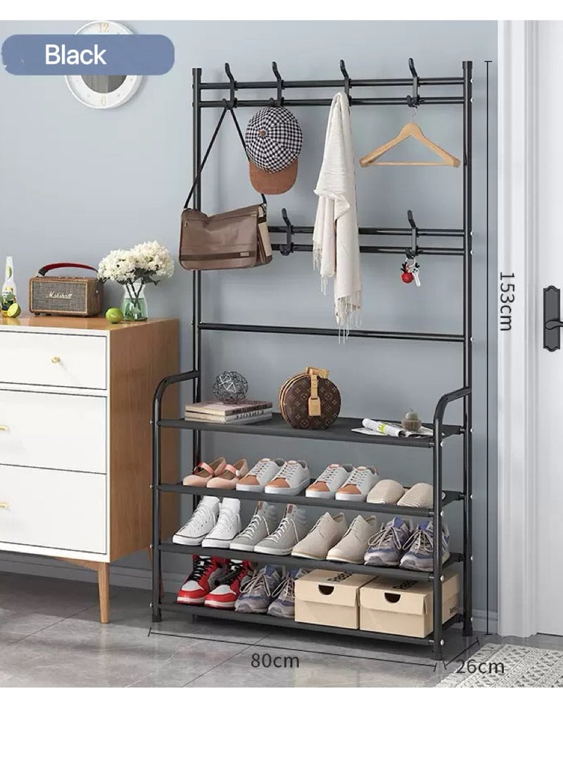 COYICMSS Metal Multi-Layer Shoe and Hat Rack Household Multifunctional Shoes Racks，153*80*26 cm (Black) - Image 3