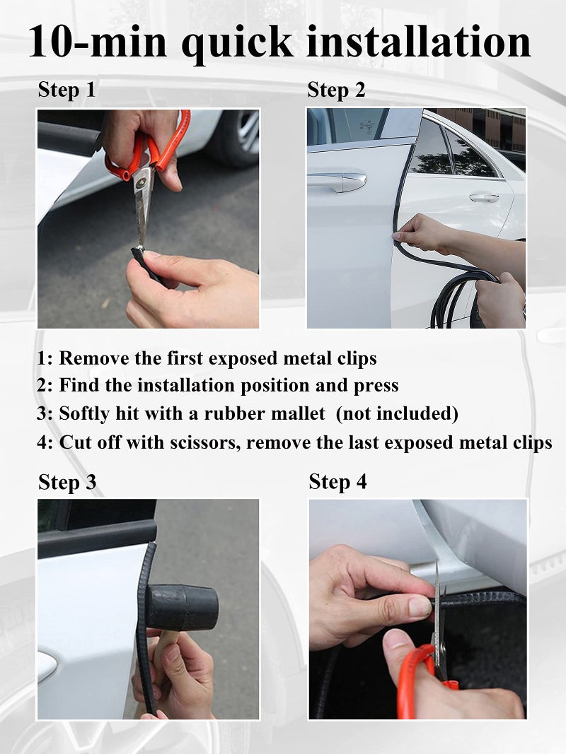 SYOAUTO 13Ft(4M) Door Edge Guard Black Car Door Protector Edge Guards Rubber Auto Door Trim U Shape Build in Metal Sheet No Need Adhesive Easy to Cut Fit for Most Vehicles - Image 4