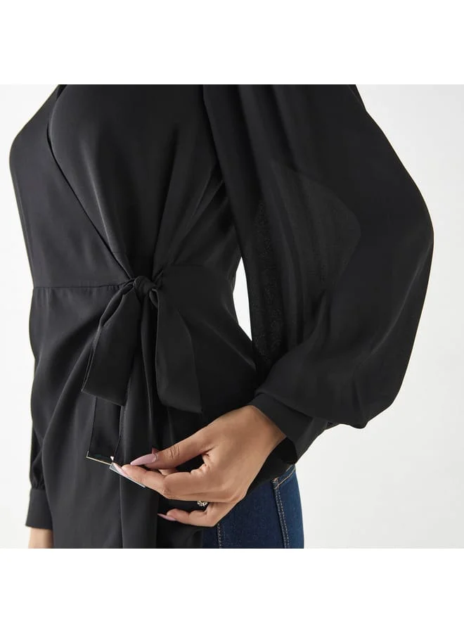 Iconic Iconic Solid Top with Tie-Ups and Volume Sleeves