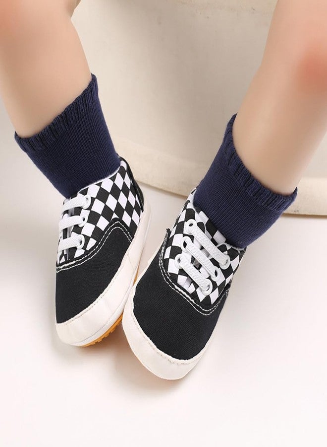 Clowora Unsex Baby Boys Girls Canvas First Walkers Shoes,Infant Non Slip Soft Sole Toddler Flat Lazy Loafers Sneaker, 041/Black Rubber Sole, 6-12 Months - Image 5