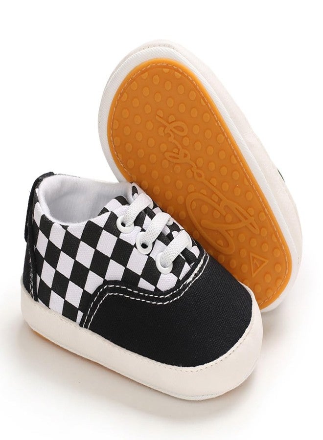 Clowora Unsex Baby Boys Girls Canvas First Walkers Shoes,Infant Non Slip Soft Sole Toddler Flat Lazy Loafers Sneaker, 041/Black Rubber Sole, 6-12 Months - Image 2