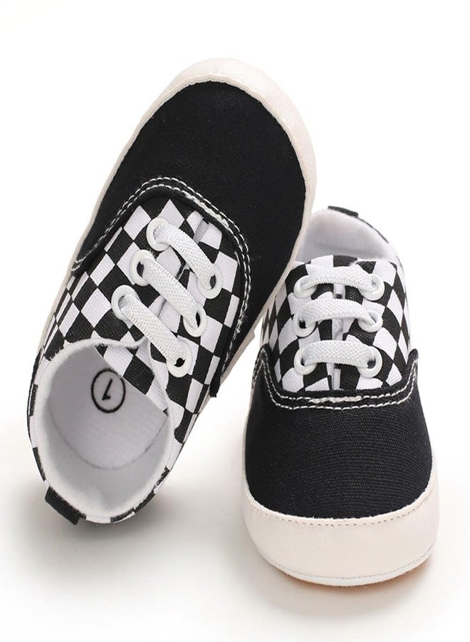 Clowora Unsex Baby Boys Girls Canvas First Walkers Shoes,Infant Non Slip Soft Sole Toddler Flat Lazy Loafers Sneaker, 041/Black Rubber Sole, 6-12 Months - Image 3