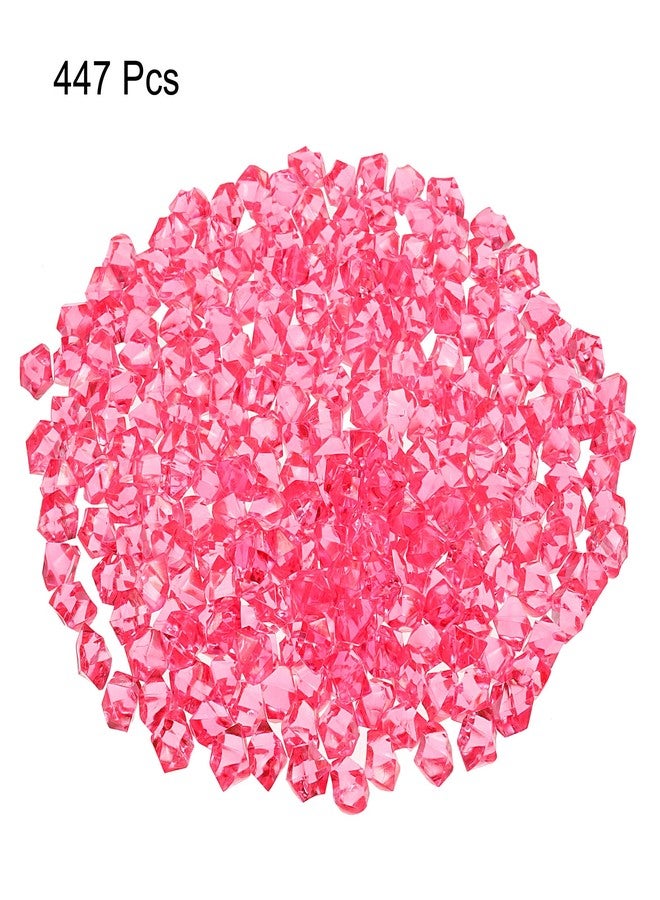 PATIKIL 14x11mm Fake Ice Rocks Cube, 1 Pack (447Pcs) Acrylic Irregular Crushed Crystal Rock Fake Diamond for Home Wedding Decor Photography Props, Dark Pink - Image 3