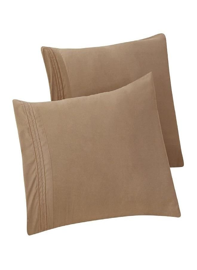 Elegant Comfort - Elegant Comfort Solid Pillowcases 1500 Thread Count Egyptian Quality - Easy Care, Smooth Weave, Wrinkle and Stain Resistant, Easy Slip-On, 2-Piece Set, King Pillowcase, Taupe - Image 1