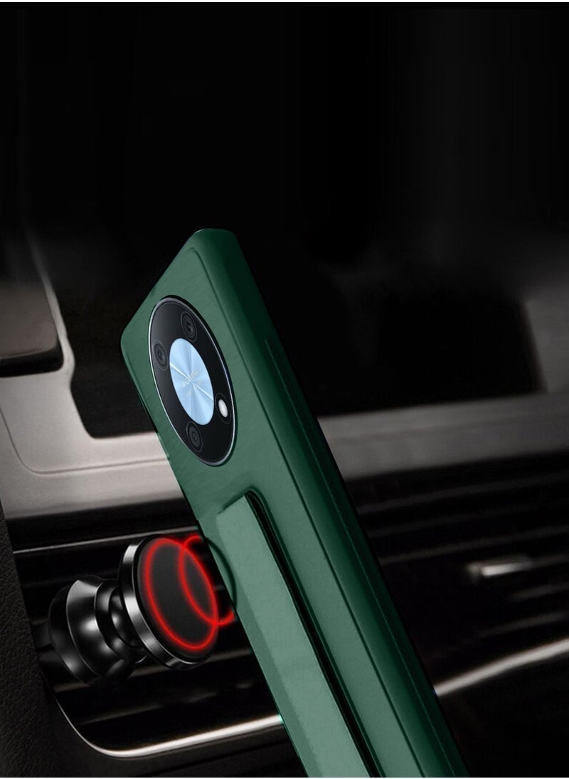 MUNTAQI Huawei Nova Y90 Hand Grip Magnetic Kickstand Case Cover – Dark Green - Image 3