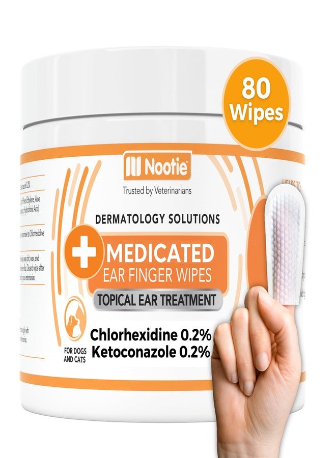 Nootie Medicated Ear Finger Wipes with Chlorhexidine for Dogs, Gentle Dog Ear Cleaning Wipes for Itchy, Sensitive Ears - Helps Remove Wax, Dirt Buildup, & Odor 80 Wipes - Made in USA - Image 1