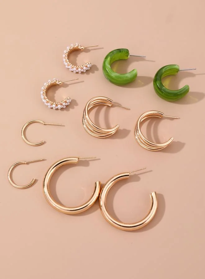 تايك تو مجموعة من 5 أقراط حلقية أنيقة متنوعة