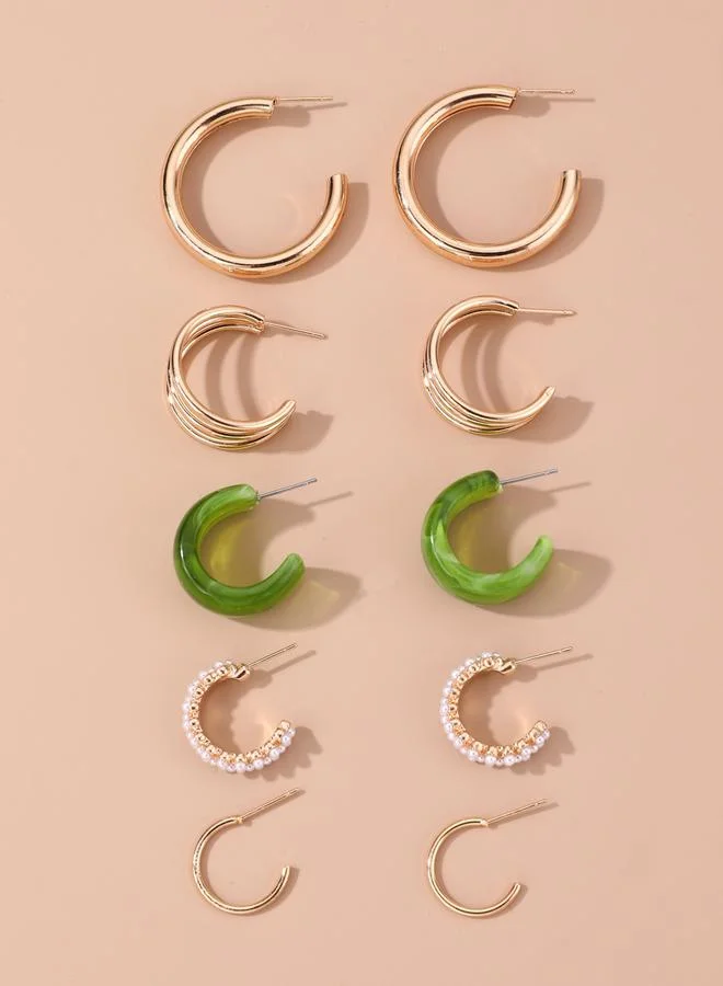 تايك تو مجموعة من 5 أقراط حلقية أنيقة متنوعة