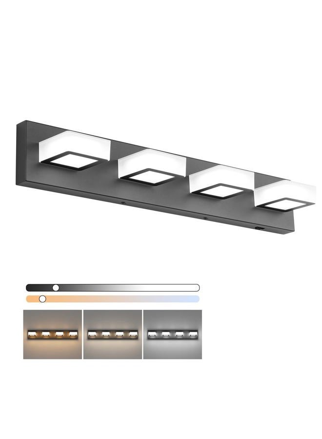 Ralbay 5 Color Temperature Lights 4 Lights Black Vanity Lights Dimmable Acrylic Modern LED Black Bathroom Vanity Lighting Fixtures - Image 1