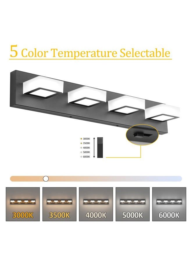 Ralbay 5 Color Temperature Lights 4 Lights Black Vanity Lights Dimmable Acrylic Modern LED Black Bathroom Vanity Lighting Fixtures - Image 2