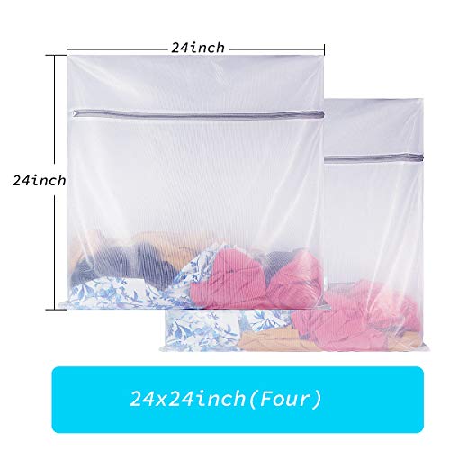 SUERIV Laundry Mesh Bag-Heavy Duty Mesh Laundry Bags,Laundry Bags Mesh Wash Bag for Washing Machine-Supper Zipper Net Laundry Bag for Travel,Lingerie,Sweater,Garment,Undergarment 4（24Inch×24Inch） - Image 2