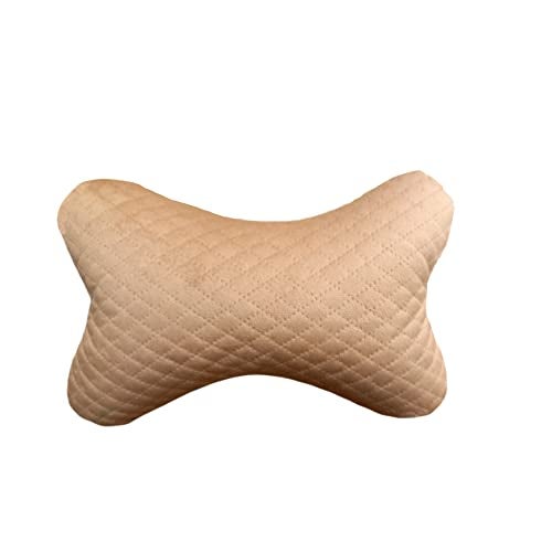 Sarte N20R22 Car Neck Rest Pillow Head Rest Cushion for Car Seat,Neck Support for Long Driving Made of Soft American Velvet Fabric with Soft PollyFiber Filling and Elastic Stripes Set of 2 Pcs Beige - Image 2