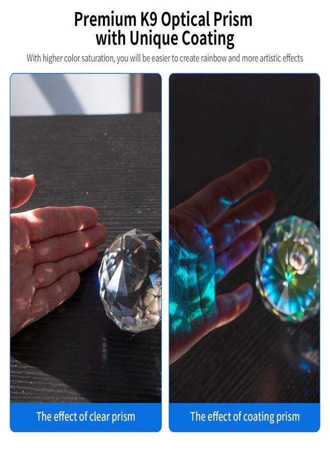 Meking Photography Prism with Microfiber Cleaning Cloth, Optical Crystal Glass Ball Filter with 1/4" Thread Mount, Portable 60mm Rainbow Prism for Photos and Teaching Light Spectrum - Image 4