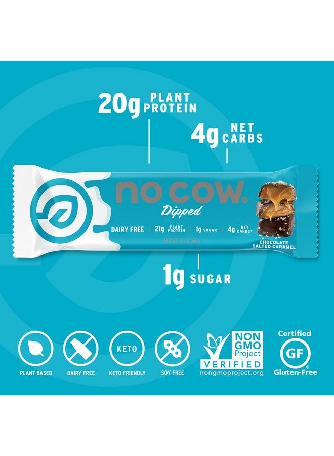 No Cow High Protein Bars, Chocolate Salted Caramel - Healthy Snacks, 20g Vegan Protein, High Fiber, Low Sugar, Keto Friendly, Dairy & Gluten Free (12 Count) - Image 1