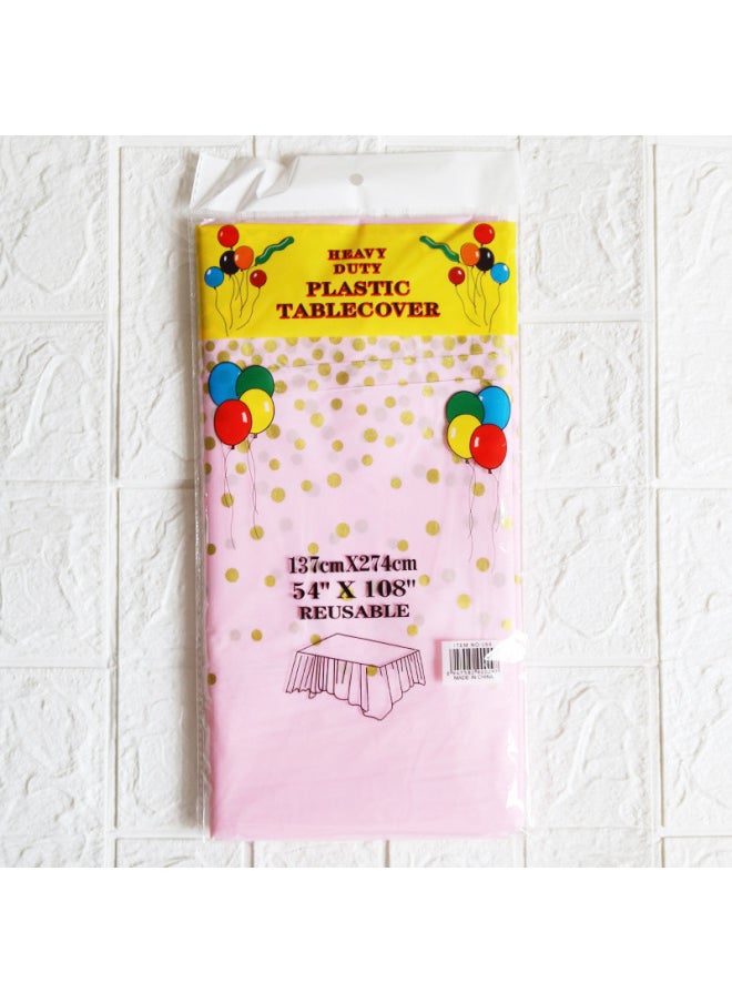 Generic Disposable Bronzing Polka Dot Tablecloth Rose Gold Dot PEVA Tablecloth Party Plastic Tablecloth 137 × 274cm-Color:Navy Blue Gold Dot 274  - Image 3