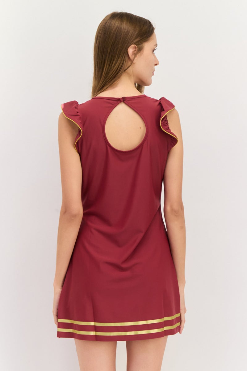 Ellesse فستان رياضي نسائي بدون أكمام مناسب في الهواء الطلق، بورغندي - Image 3