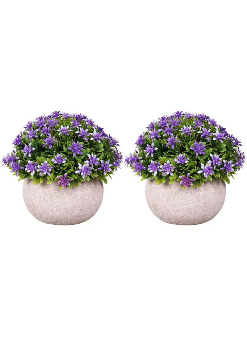 Rock Pow 2Pcs Mini Topiary Faux Plants Indoor- Small Fake Plants Decor Magnolia Home Office Desk Cubicle Farmhouse Kitchen Bookshelf Bedroom Bathroom Decor  - Image 1