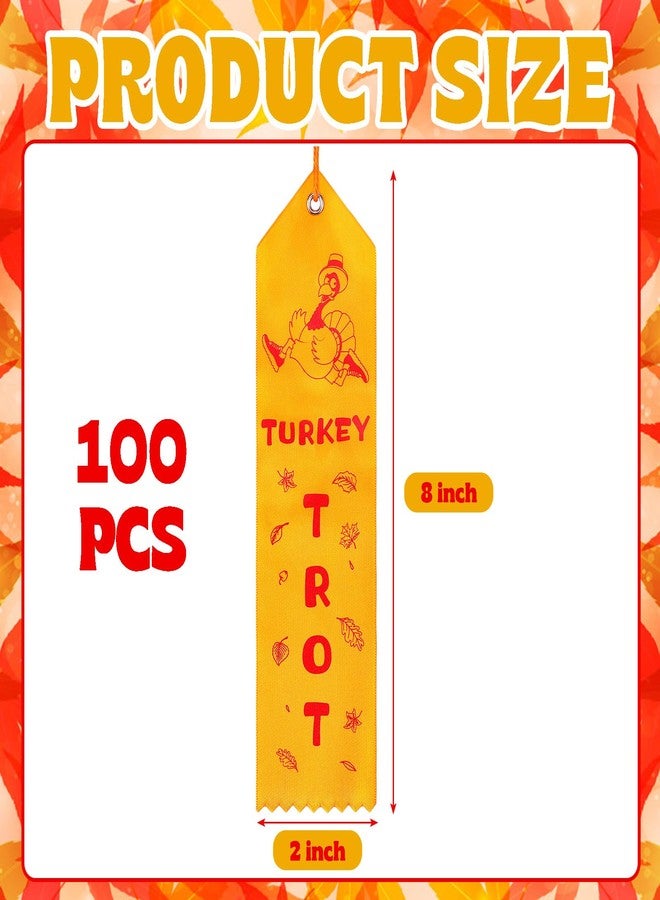 Mindsoft 100 Pcs Thanksgiving Turkey Trot Award Ribbons Bulk 2 x 8 Inch Thanksgiving Turkey Medal Ribbons with Card and String Thanksgiving Turkey Race Prizes Ribbons for Tournament Party Family - Image 3