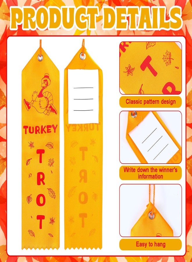 Mindsoft 100 Pcs Thanksgiving Turkey Trot Award Ribbons Bulk 2 x 8 Inch Thanksgiving Turkey Medal Ribbons with Card and String Thanksgiving Turkey Race Prizes Ribbons for Tournament Party Family - Image 2