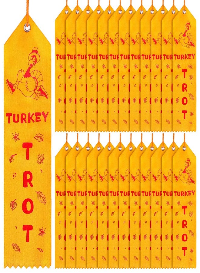 Mindsoft 100 Pcs Thanksgiving Turkey Trot Award Ribbons Bulk 2 x 8 Inch Thanksgiving Turkey Medal Ribbons with Card and String Thanksgiving Turkey Race Prizes Ribbons for Tournament Party Family - Image 1